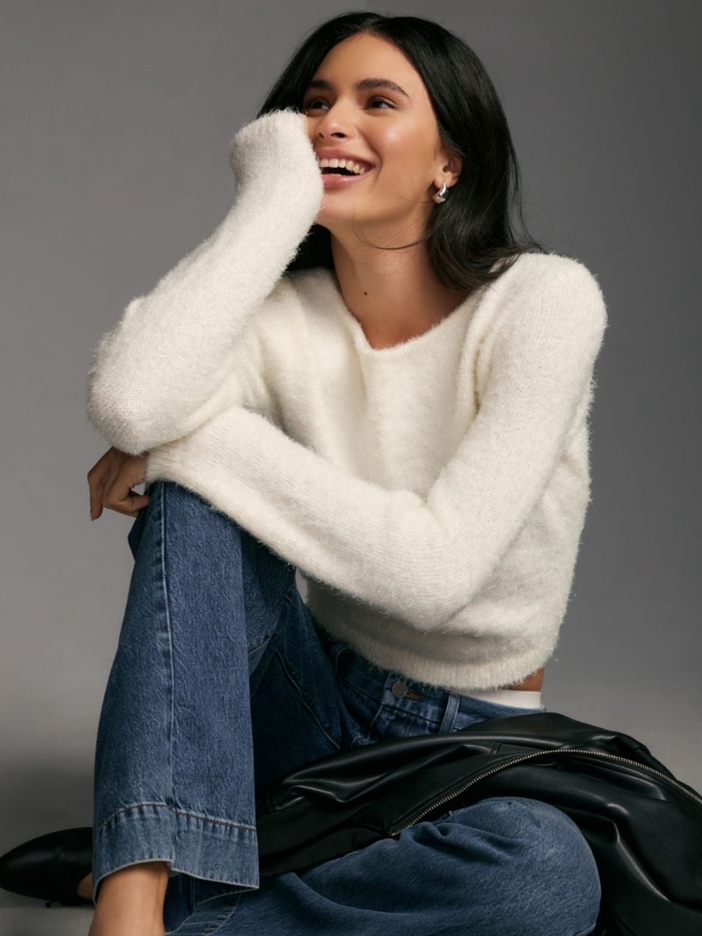 Anthropologie Ivory Eyelash Pullover Sweater